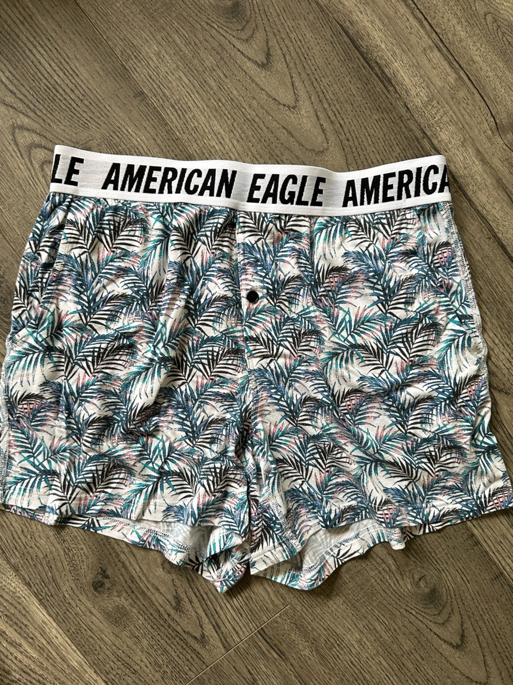 American Eagle Outfitters Men’s White Tropical Leaf Print Boxer Briefs
